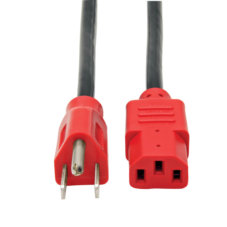 Tripp Lite P006-004-RD Desktop Computer AC Power Cable, NEMA 5-15P to C13 - 10A, 125V, 18 AWG, 4 ft. (1.22 m), Red Plugs