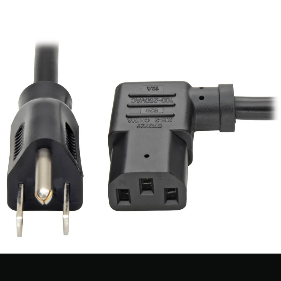 Tripp Lite P006-006-13LA Computer Power Cord, NEMA 5-15P to Left-Angle C13 - 10A, 125V, 18 AWG, 6 ft. (1.83 m), Black