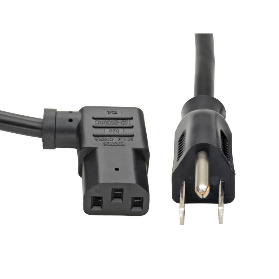 Tripp Lite P006-006-13RA Computer Power Cord, NEMA 5-15P to Right-Angle C13 - 10A, 125V, 18 AWG, 6 ft. (1.83 m), Black