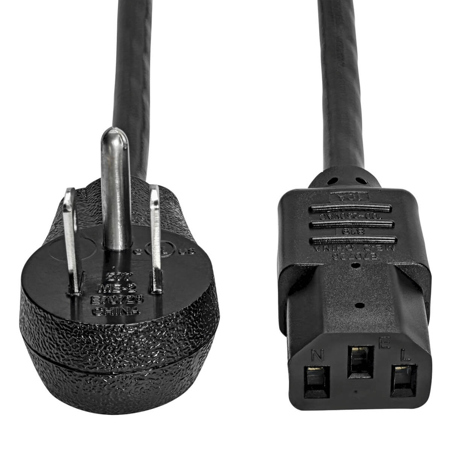 Tripp Lite P006-006-15D Desktop Computer AC Power Cord, Right-Angle NEMA 5-15P to C13 - 10A, 125V, 18 AWG, 6 ft. (1.83 m), Black