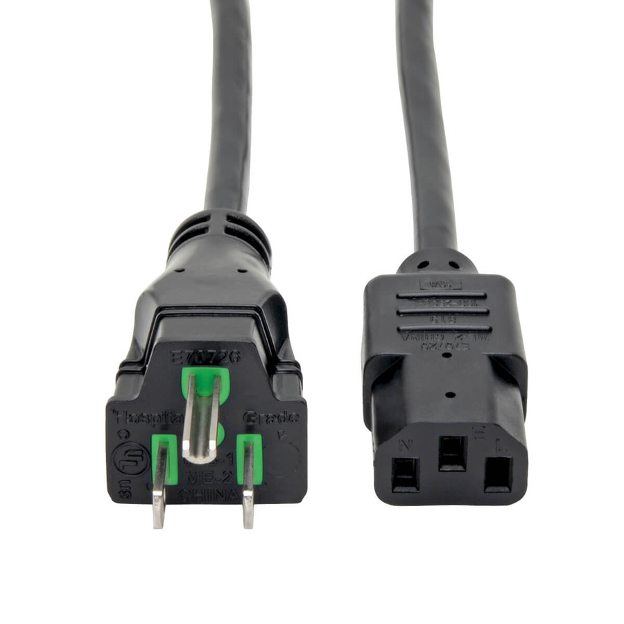 Tripp Lite P006-010-HG10 Hospital-Grade Power Cord, NEMA 5-15P to C13 - Green Dot, 10A, 125V, 18 AWG, 10 ft. (3.05 m), Black