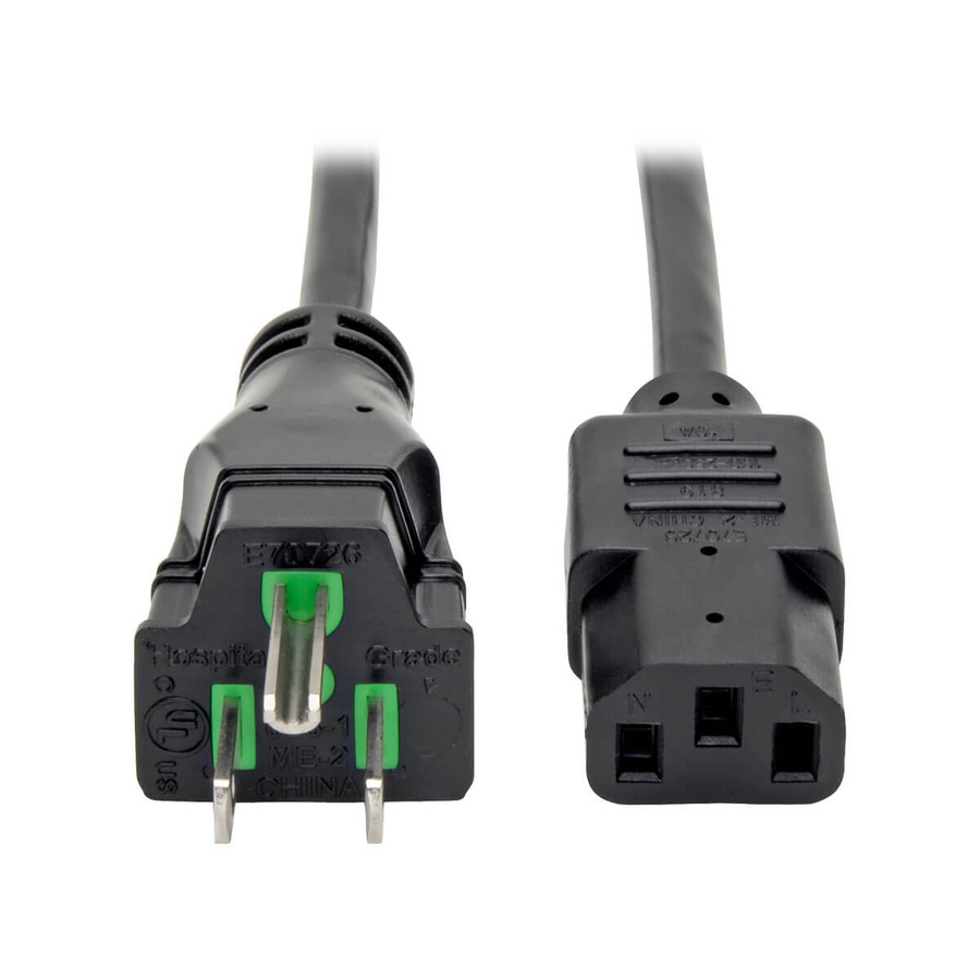 Tripp Lite P006-025-HG15 Hospital-Grade Power Cord, NEMA 5-15P to C13 - Green Dot, 15A, 125V, 14 AWG, 25 ft. (7.62 m), Black