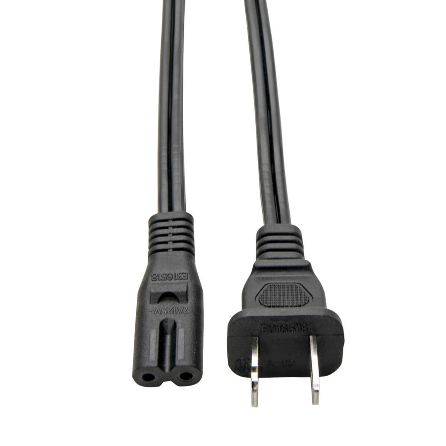 Tripp Lite P012-006 2-Slot Non-Polarized Laptop Notebook Power Cord, 1-15P to C7 - 10A, 120V, 18 AWG, 6 ft. (1.83 m), Black