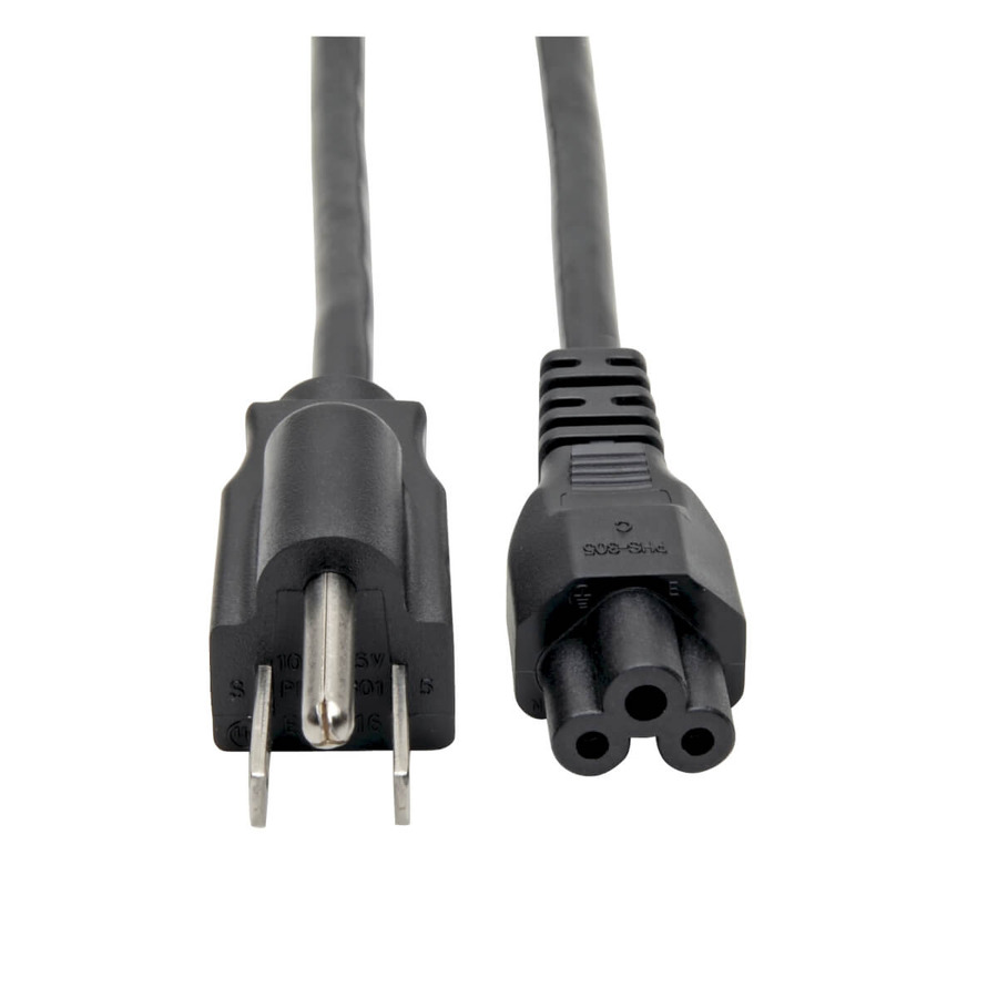 Tripp Lite P013-003 3-Slot Power Cord, NEMA 5-15P to C5 - Laptop/Notebook, 10A, 125V, 18 AWG, 3 ft. (0.91 m), Black