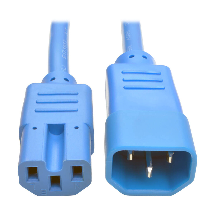 Tripp Lite P018-002-ABL Power Cord C14 to C15 - Heavy-Duty, 15A, 250V, 14 AWG, 2 ft. (0.61 m), Blue