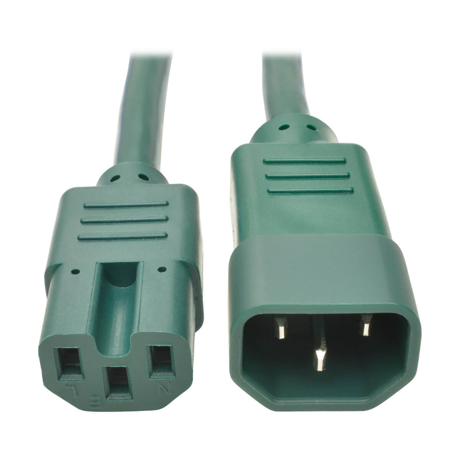 Tripp Lite P018-002-AGN Power Cord C14 to C15 - Heavy-Duty, 15A, 250V, 14 AWG, 2 ft. (0.61 m), Green