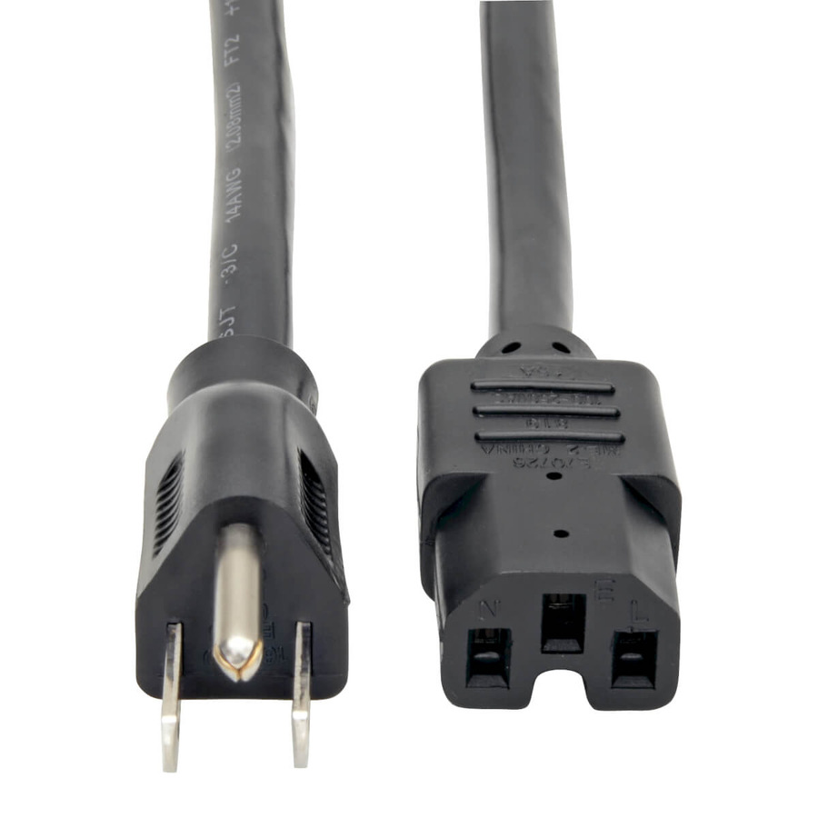 Tripp Lite P019-004 Power Cord, NEMA 5-15P to C15 - Heavy-Duty, 15A, 125V, 14 AWG, 4 ft. (1.22 m), Black