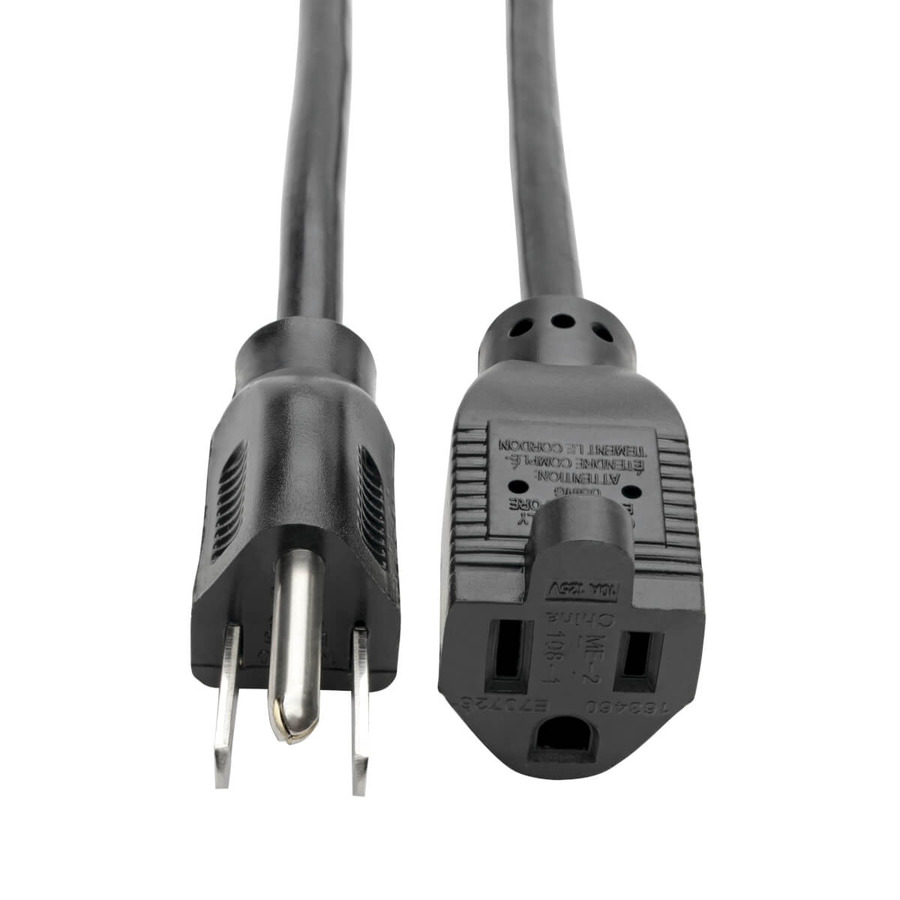 Tripp Lite P022-001 Power Extension Cord, NEMA 5-15P to NEMA 5-15R - 10A, 120V, 18 AWG, 1 ft. (0.31 m), Black