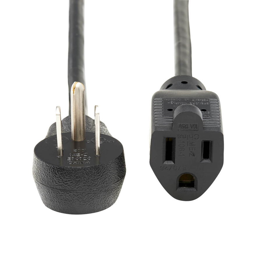 Tripp Lite P022-025-15D Power Extension Cord, Right-Angle NEMA 5-15P to NEMA 5-15R - 10A, 120V, 18 AWG, 25 ft. (7.62 m), Black