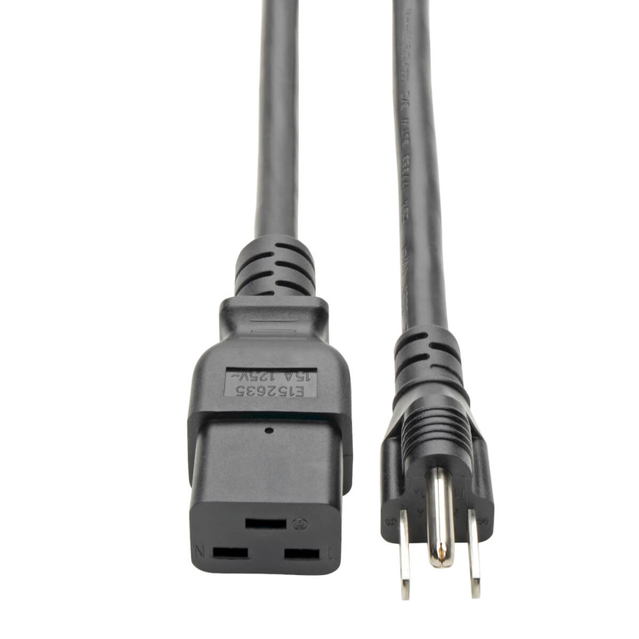 Tripp Lite P034-008 Computer Power Cord, C19 to NEMA 5-15P - Heavy-Duty, 15A, 125V, 14 AWG, 8 ft. (2.43 m), Black