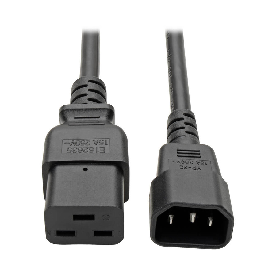 Tripp Lite P047-002 Power Cord, C19 to C14 - Heavy-Duty, 15A, 250V, 14 AWG, 2 ft. (0.61 m), Black