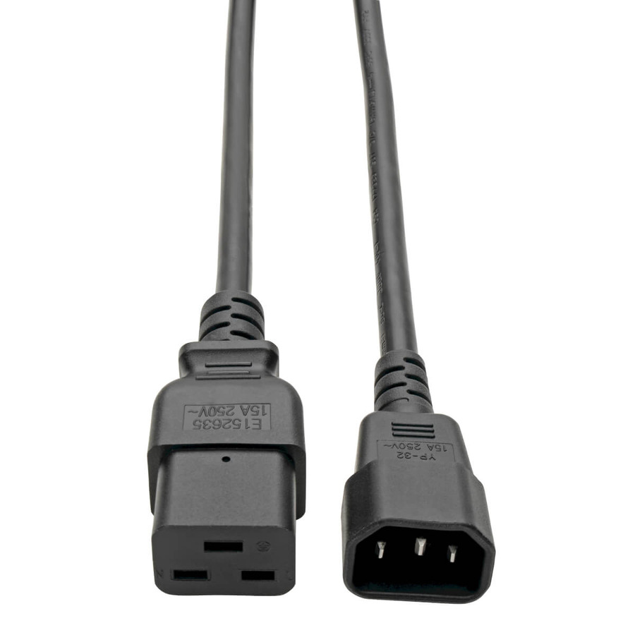 Tripp Lite P047-004 Power Cord, C19 to C14 - Heavy-Duty, 15A, 250V, 14 AWG, 4 ft. (1.22 m), Black