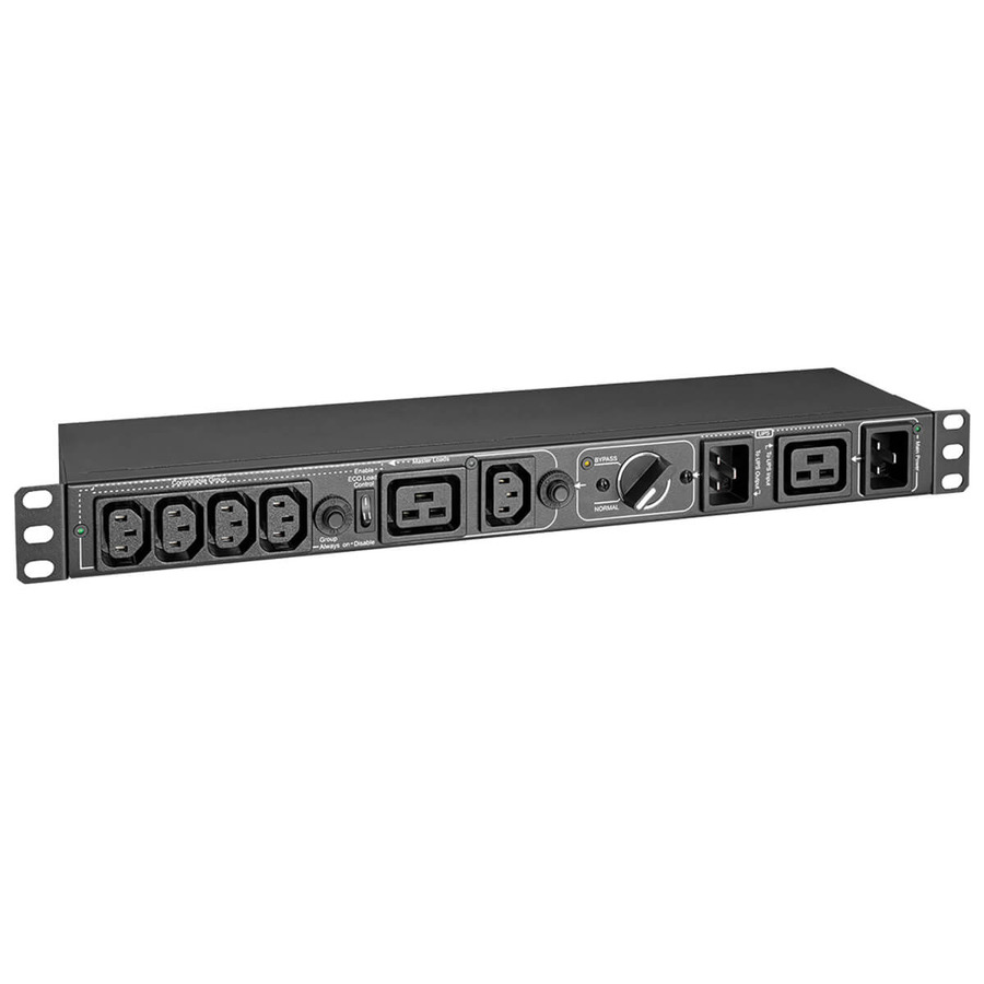 Tripp Lite PDUBHV201U 200-250V 16A Single-Phase Hot-Swap PDU with Manual Bypass - 5 C13 and 1 C19 Outlets, 2 C20 Inlets, 1U Rack/Wall