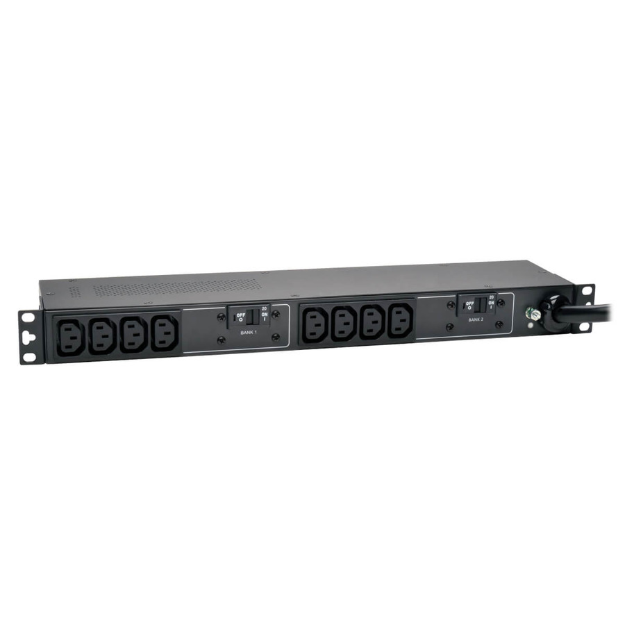 Tripp Lite PDUH30HV 5.8kW Single-Phase 200-240V Basic PDU, 10 C13 Outlets, NEMA L6-30P Input, 12 ft. (3.66 m) Cord, 1U Rack-Mount