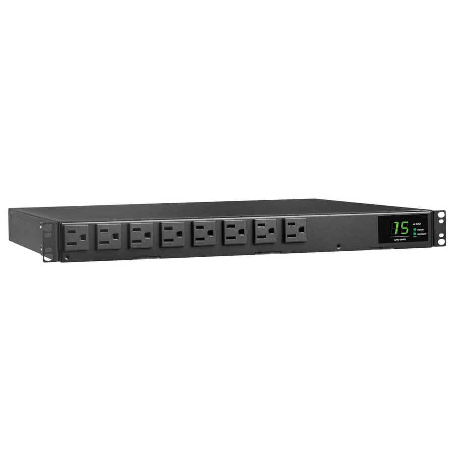 Tripp Lite PDUMH15ATS 1.44kW 120V Single-Phase ATS/Local Metered PDU - 8 NEMA 5-15R Outlets, Dual 5-15P Inputs, 12 ft. Cords, 1U, TAA