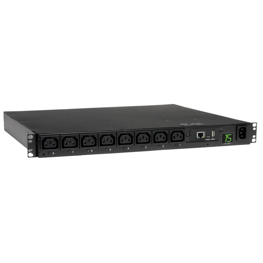 Tripp Lite PDUMH15HVNET 2.5kW Single-Phase 208/230V Switched PDU - LX Platform, 8 C13 Outlets, C14 Input 2m Cord, 1U Rack-Mount, TAA