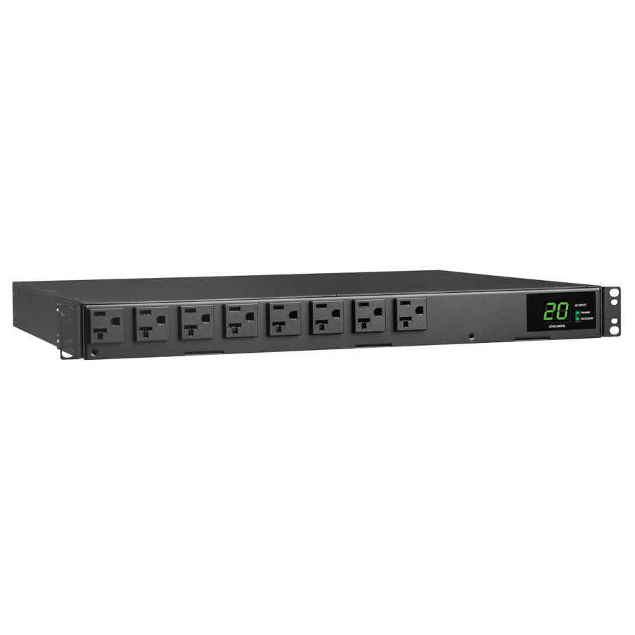 Tripp Lite PDUMH20ATS 1.92kW 120V Single-Phase ATS/Local Metered PDU - 16 5-15/20R Outlets, Dual L5-20P/5-20P Inputs, 12 ft. Cords, 1U, TAA