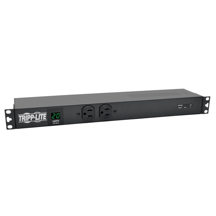 Tripp Lite PDUMH20-ISO 2kW Single-Phase Local Metered PDU + Isobar Surge Suppression, 3840 Joules, 100-127V Outlets (12 5-20R, 2 5-15R), L5-20P/5-20P, 15 ft. (4.57 m) Cord, 1U Rack-Mount