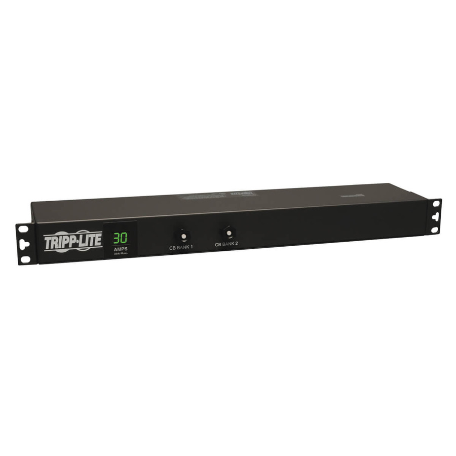 Tripp Lite PDUMH30 2.9kW Single-Phase Local Metered PDU, 120V Outlets (12 5-15/20R), L5-30P, 15 ft. (4.57 m) Cord, 1U Rack-Mount