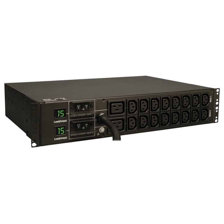 Tripp Lite PDUMH30HV6 5.5kW Single-Phase Local Metered PDU - 16 C13 & 2 C19 Outlets (208/230V), L6-30P Input, 1.8 m Cord, 2U, TAA