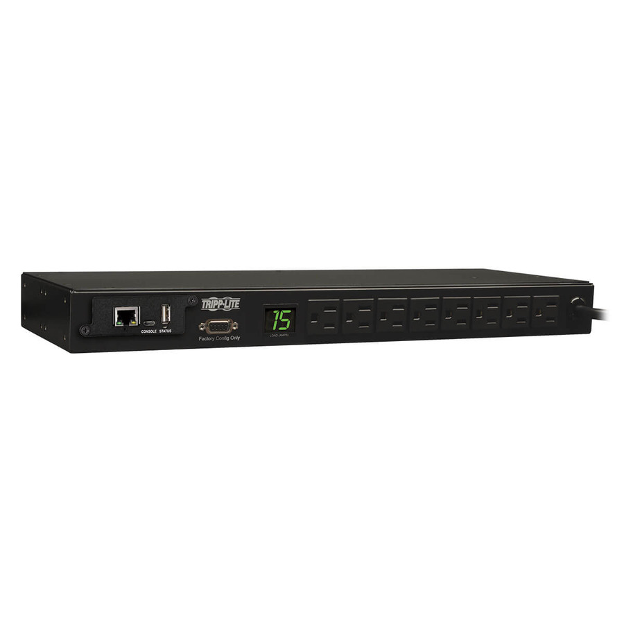 Tripp Lite PDUMNH15 1.4kW Single-Phase Monitored PDU with LX Platform Interface, 120V Outlets (8 5-15R), 5-15P, 12 ft. (3.66 m) Cord, 1U Rack-Mount, TAA