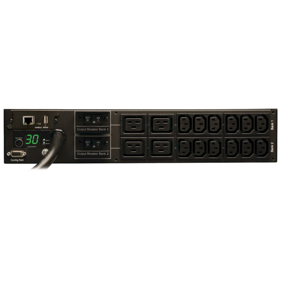 Tripp Lite PDUMNH30HV 5.5kW Single-Phase Monitored PDU with LX Platform Interface, 208/230V Outlets (12-C13 and 4-C19), L6-30P, 12 ft. (3.66 m) Cord, 2U Rack-Mount, TAA