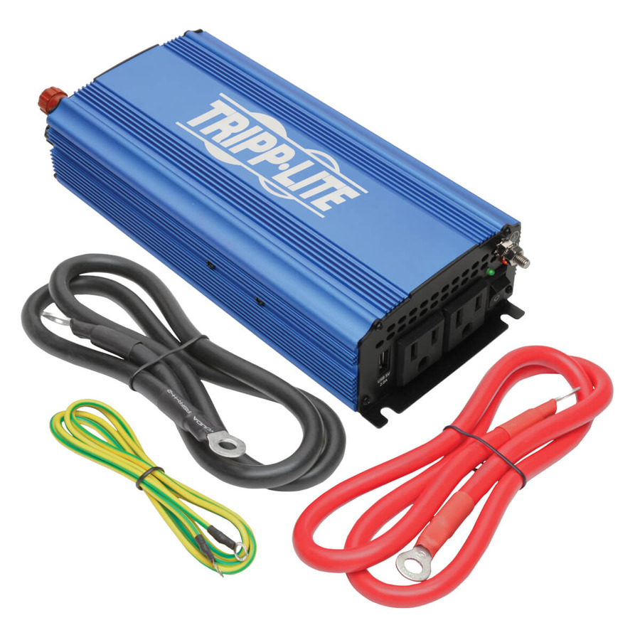 Tripp Lite PINV750 750W Light-Duty Compact Power Inverter with 2 AC/1 USB - 2.0A/Battery Cables, Mobile