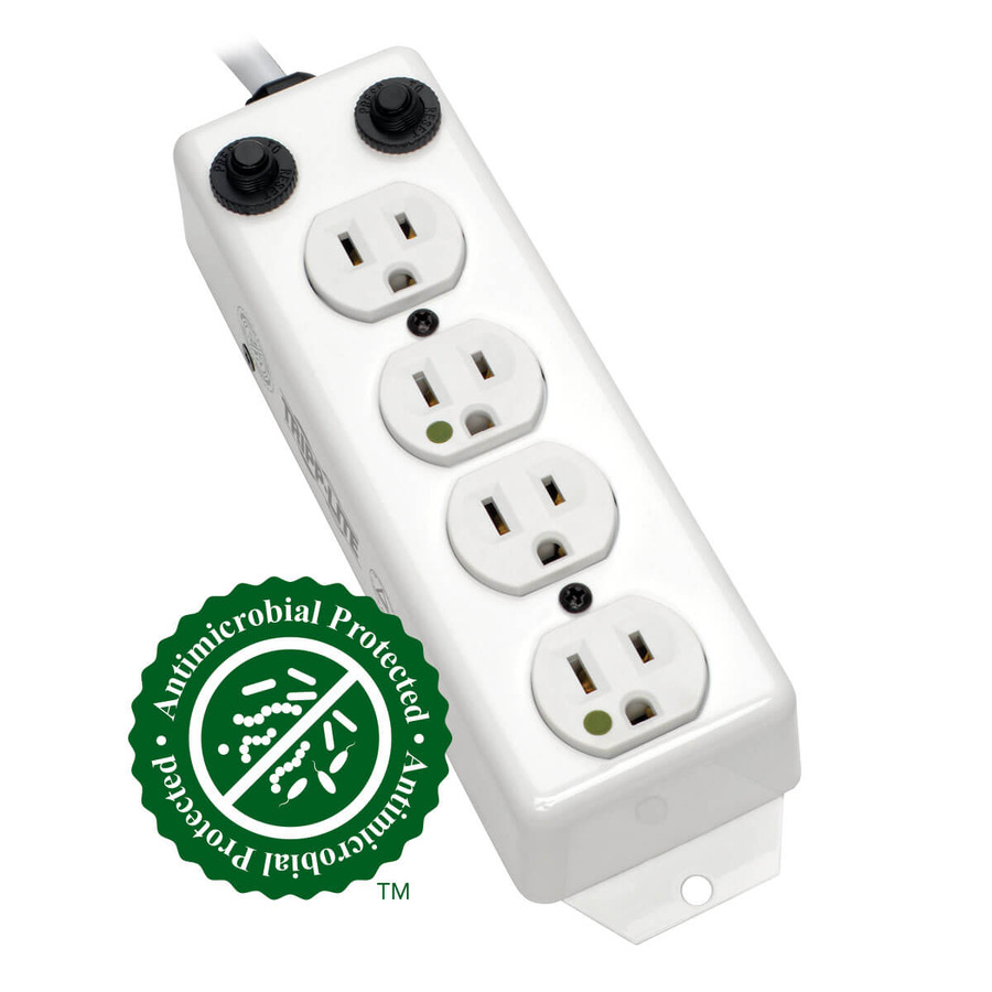 Tripp Lite PS-402-HG-OEM Safe-IT UL 1363A Medical-Grade Power Strip for Patient-Care Vicinity, 4x 15A Hospital-Grade Outlets, 2 ft. Cord