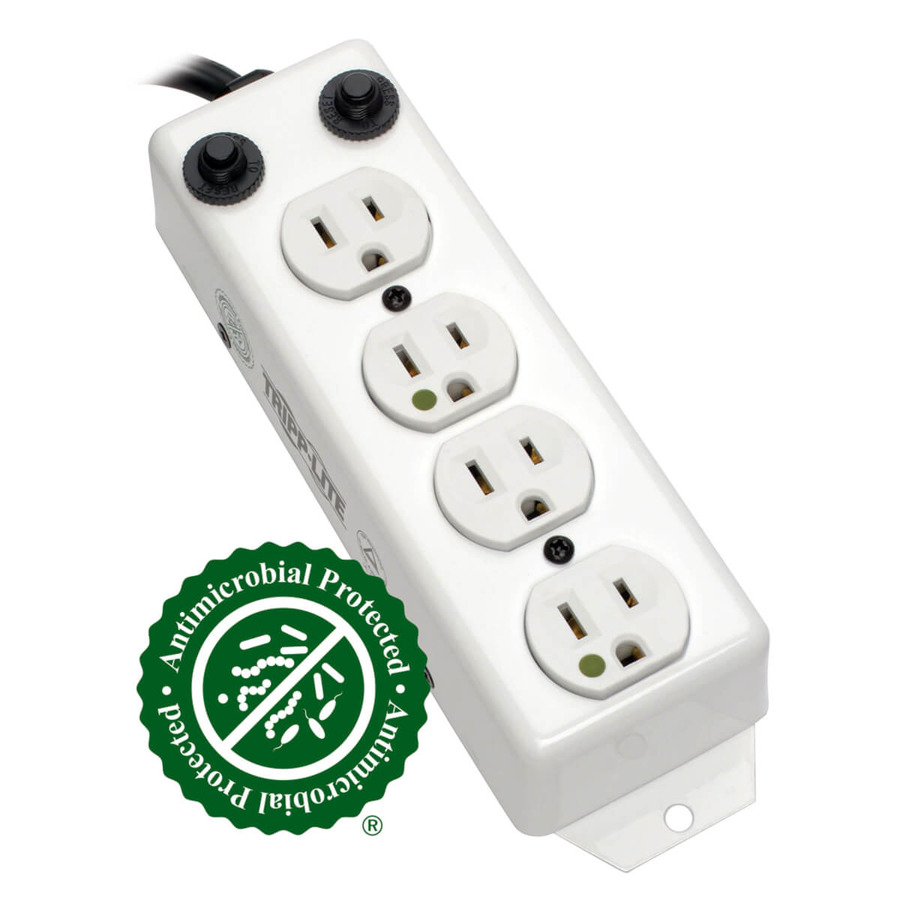 Tripp Lite PS-410-HGOEMCC Safe-IT UL 1363A Medical-Grade Power Strip for Patient-Care Vicinity, 4x Hospital-Grade Outlets, 3 ft. Coiled Cord