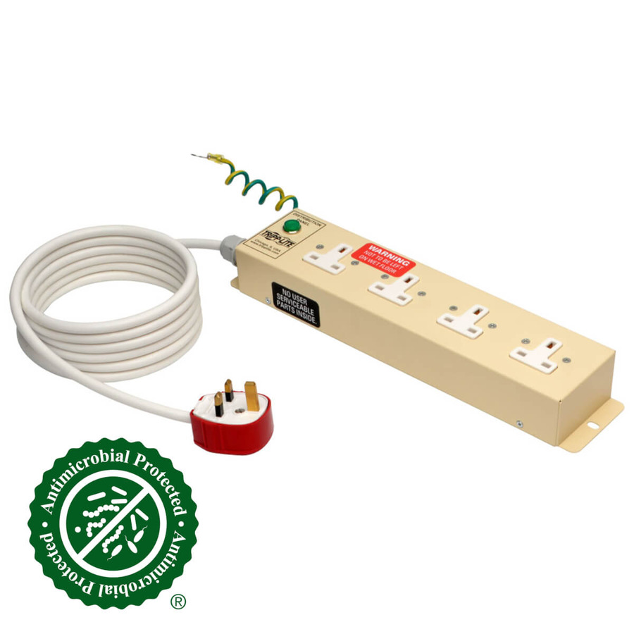 Tripp Lite PS410HGUK Safe-IT UK BS-1363 Medical-Grade Power Strip with 4 UK Outlets, 3 m Cord