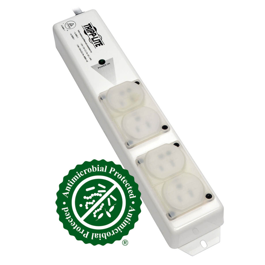 Tripp Lite PS-415-HGULTRA Safe-IT UL 60601-1 Medical-Grade Power Strip for Patient-Care Vicinity, 4 15A Hospital-Grade Outlets, Safety Covers, 15 ft. Cord