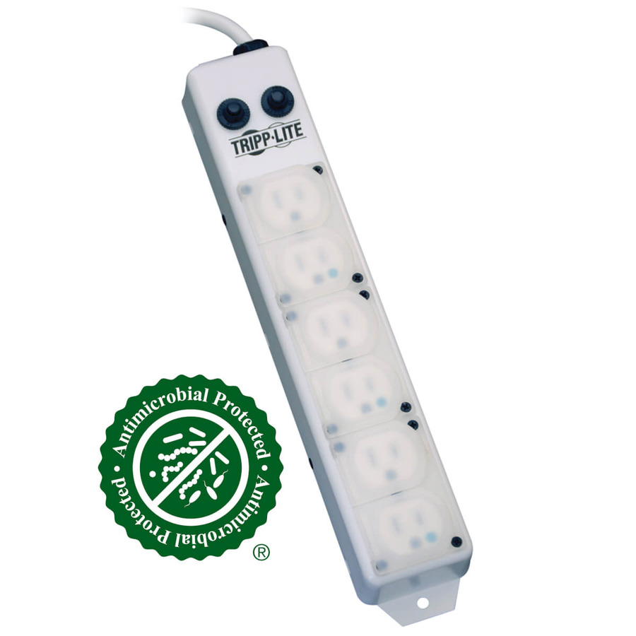 Tripp Lite PS-607-HG-OEM Safe-IT UL 1363A Medical-Grade Power Strip for Patient-Care Vicinity, 6x 15A Hospital-Grade Outlets, Safety Covers, 7 ft. Cord