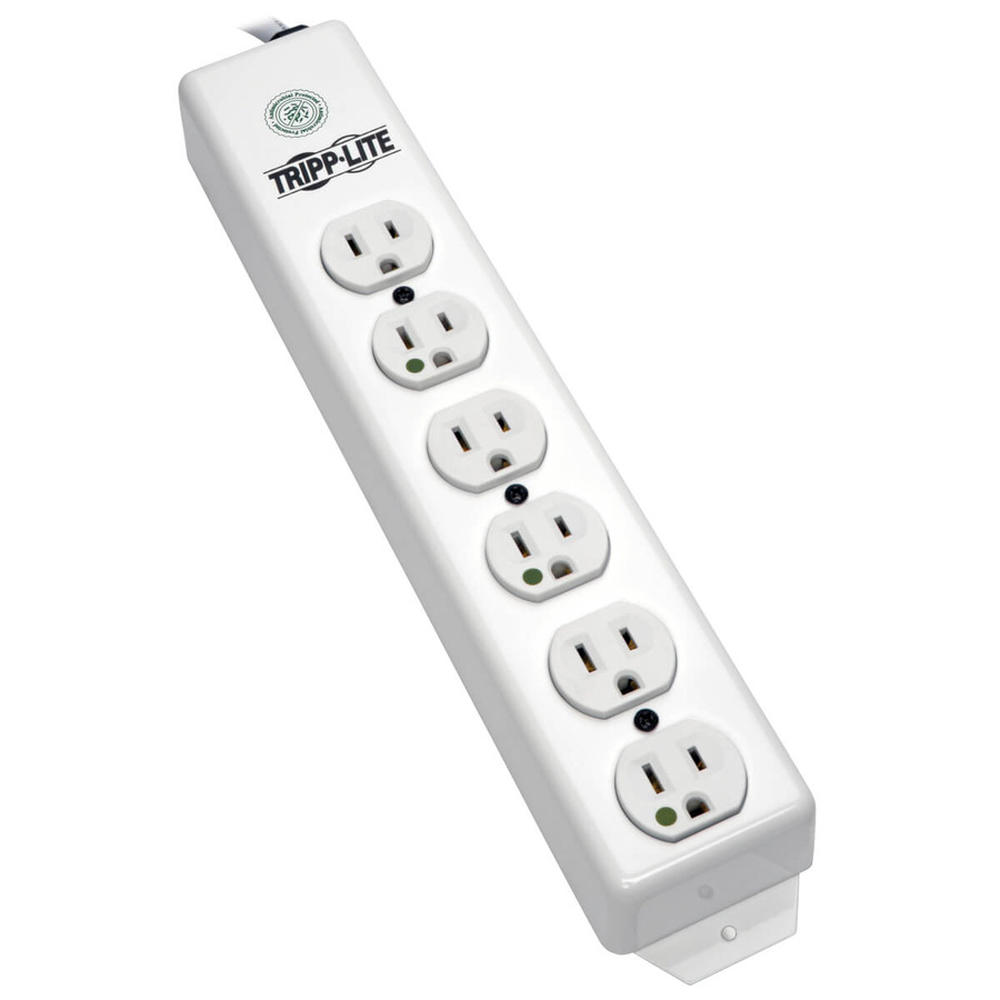 Tripp Lite PS-615-HG Safe-IT UL 1363 Medical-Grade Power Strip, 6x Hospital-Grade Outlets, Antimicrobial, 15 ft. (4.57 m) Cord