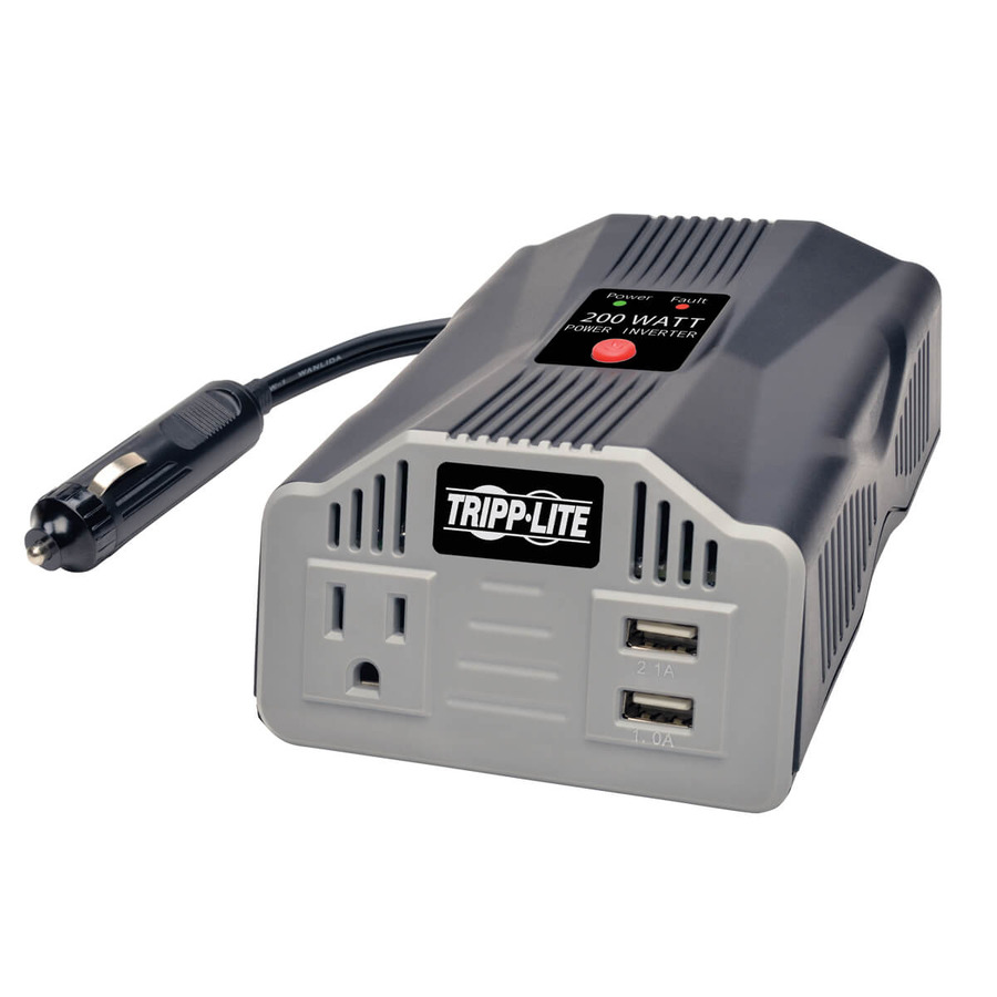 Tripp Lite PV200USB 200W PowerVerter Ultra-Compact Car Inverter with Outlet and 2 USB Charging Ports