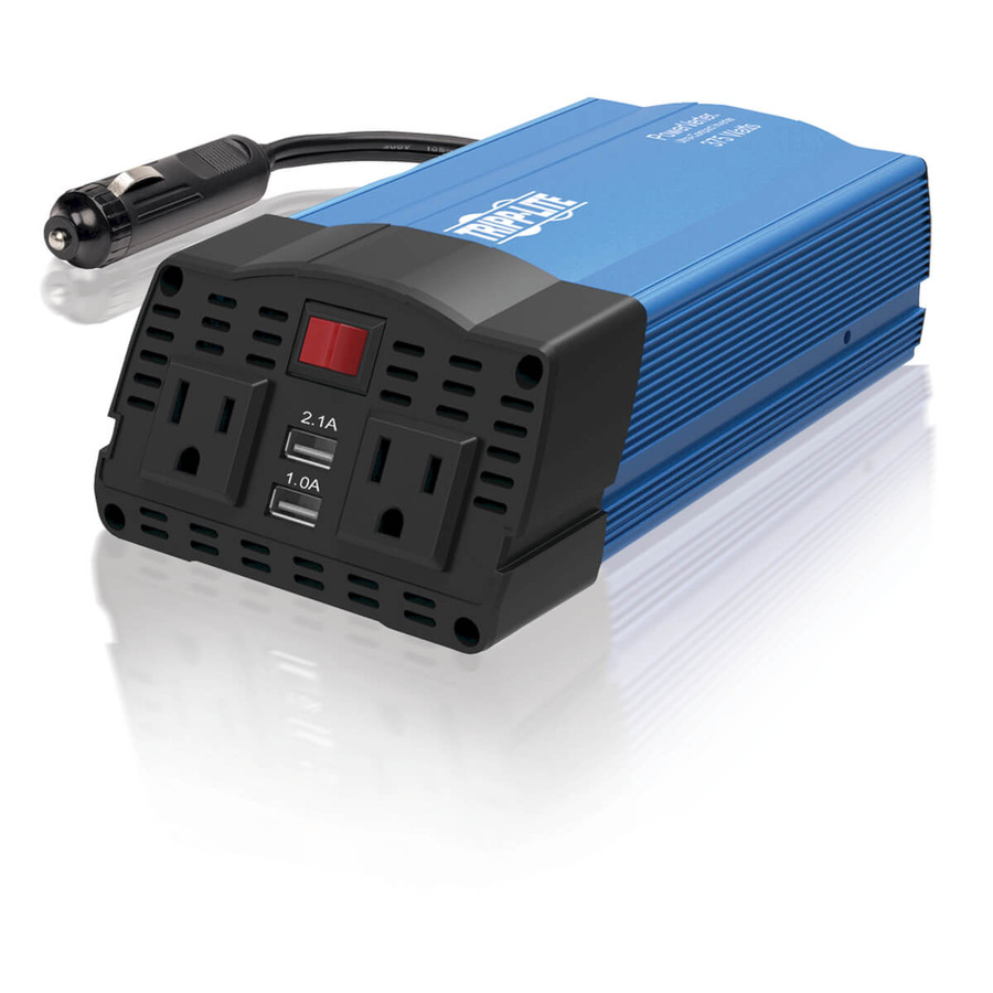 Tripp Lite PV375USB 375W PowerVerter Ultra-Compact Car Inverter with 2 AC Outlets, 2 USB Charging Ports and Battery Cables