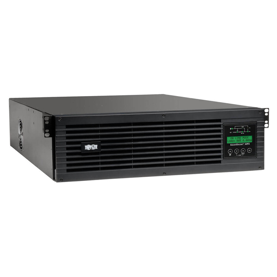 Tripp Lite SU3000RTXLCD3N SmartOnline 120V 3kVA 2.7kW Double-Conversion UPS, 3U Rack/Tower, Extended Run, WEBCARDLX Network Interface, LCD, USB, DB9