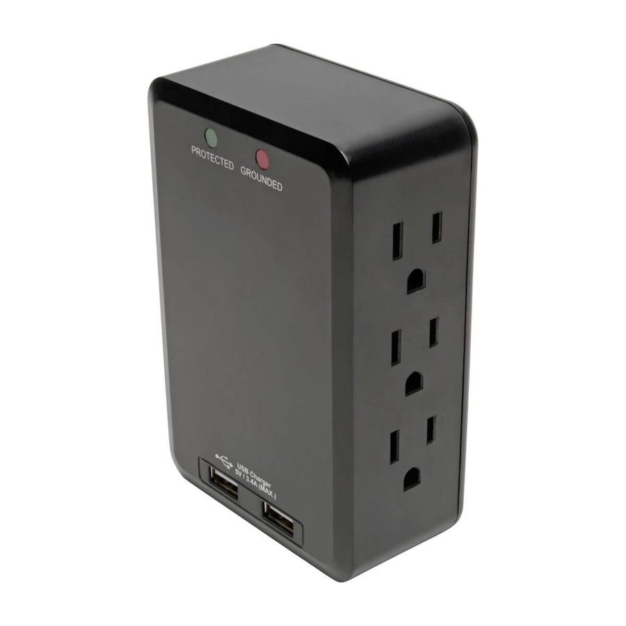 Tripp Lite TLP6SLUSBB 6Outlet Surge Protector with 2 USB Ports (3.4A