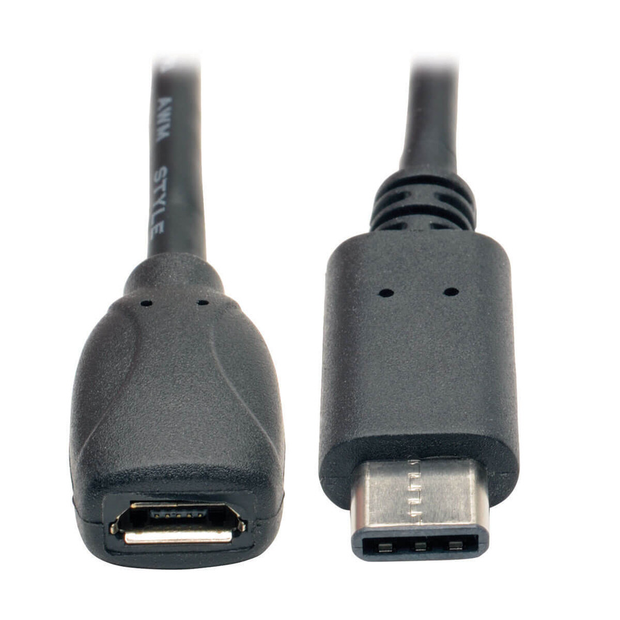 Tripp Lite U040-06N-MIC-F USB 2.0 Adapter Cable - USB-C to USB Micro-B (M/F), 6-in. (15.24 cm)