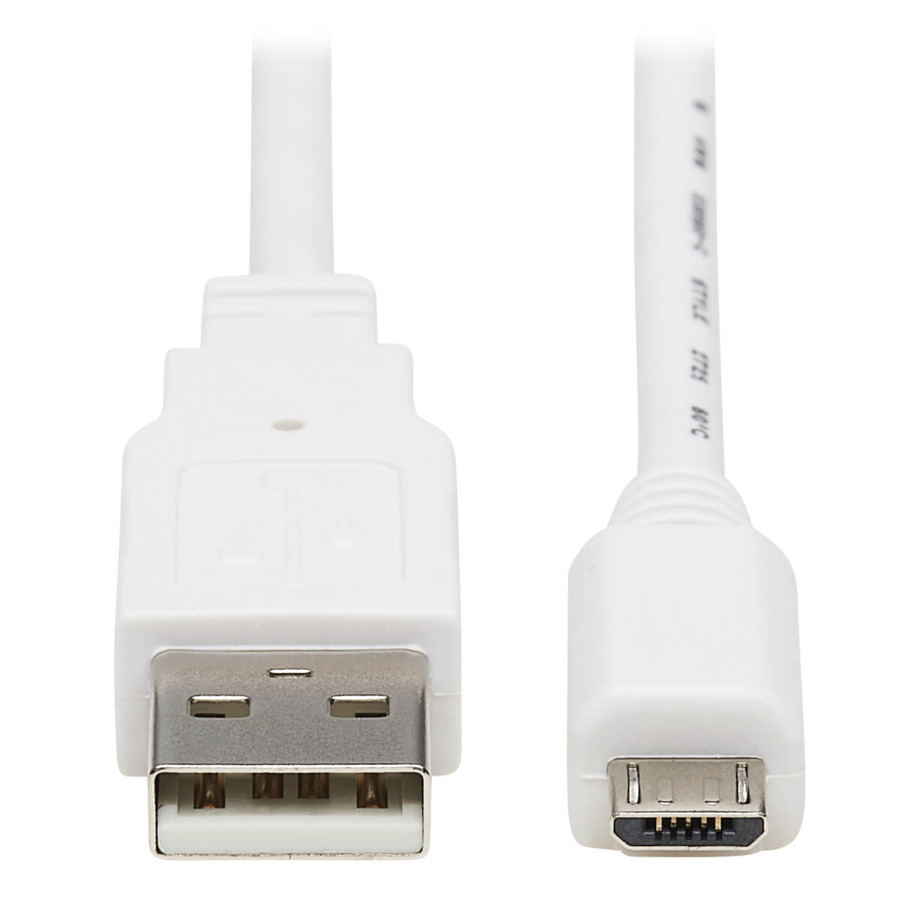 Tripp Lite U050AB-003-WH Safe-IT USB-A to USB Micro-B Antibacterial Cable (M/M), USB 2.0, White, 3-ft. (0.91 m)