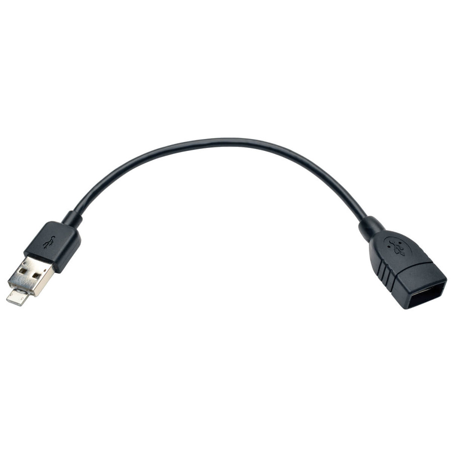 Tripp Lite U052-06N-OTG-AM USB 2.0 OTG Cable with 2-in-1 Connector - Combo A Male + Micro-B Male to A Female, 6-in. (15.24 cm)