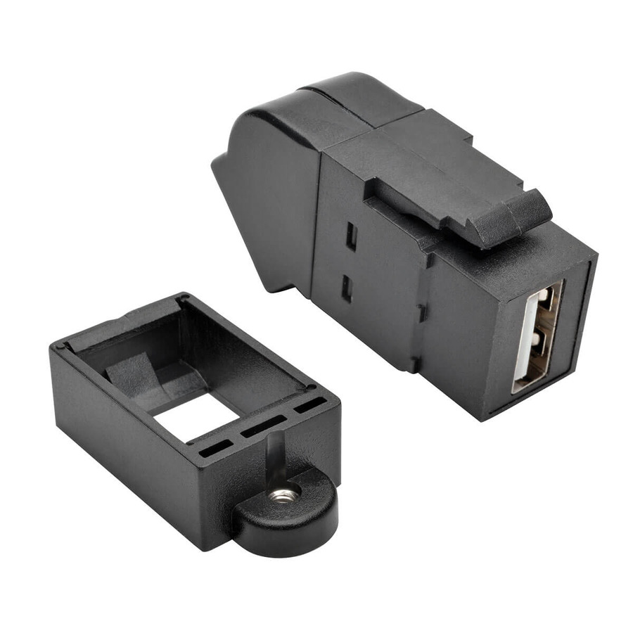 Tripp Lite U060-000-KPA-BK USB 2.0 All-in-One Keystone/Panel Mount Angled Coupler (F/F), Black