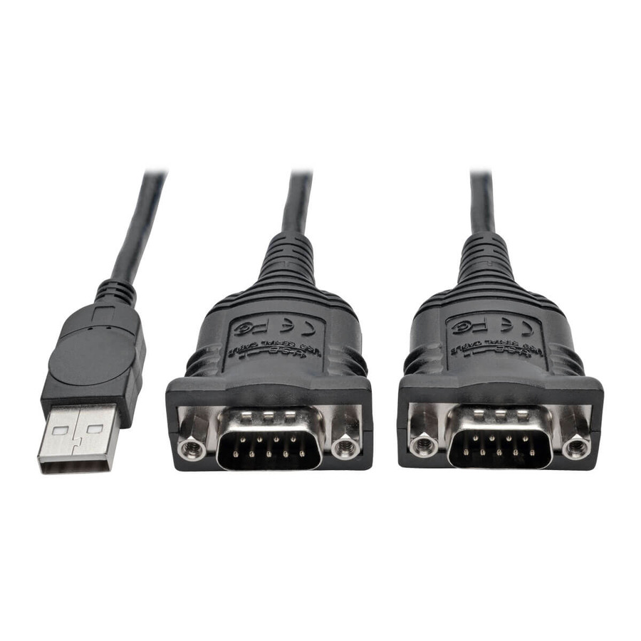 Tripp Lite U209-006-2 2-Port USB to DB9 Serial FTDI Adapter Cable with COM Retention (M/M), 6 ft. (1.83 m)