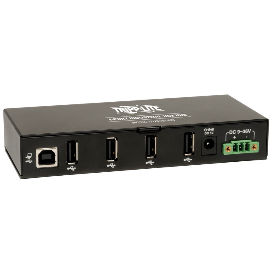 Tripp Lite U223-004-IND 4-Port Industrial-Grade USB 2.0 Hub - 15 kV ESD Immunity, Metal Housing, Mountable