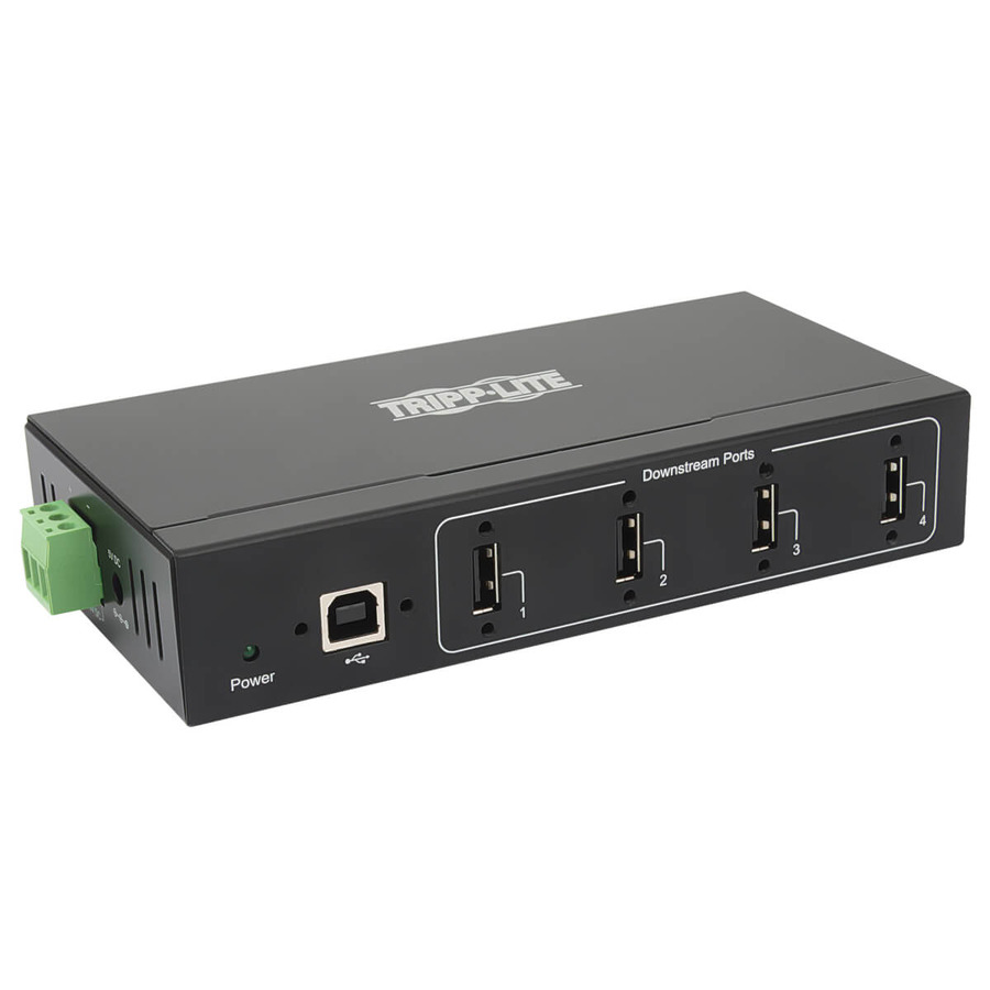 Tripp Lite U223-004-IND-1 4-Port Industrial-Grade USB 2.0 Hub - 15 kV ESD Immunity, Metal Housing, Wall/DIN Mountable