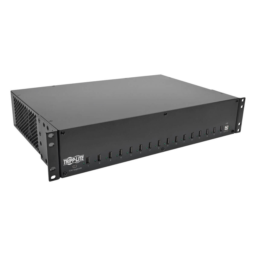 Tripp Lite U280-016-RM2U 16-Port USB Charging Station with Syncing, 5V 40A (200W) USB Charger Output, 2U Rack-Mount