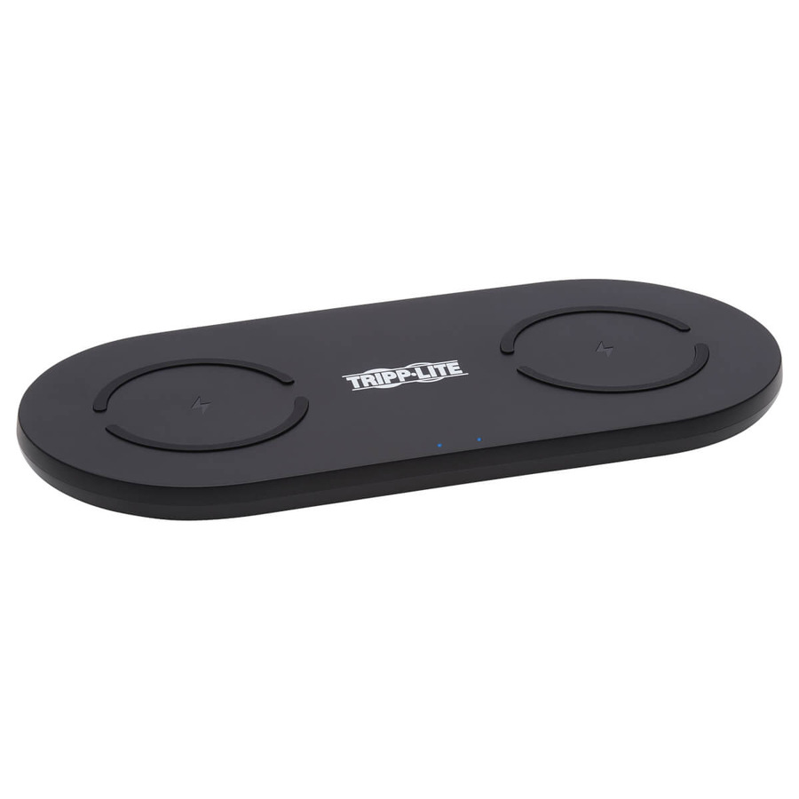 Tripp Lite U280-Q02FL-BK Dual Wireless Charging Pad, Qi-Certified, Black