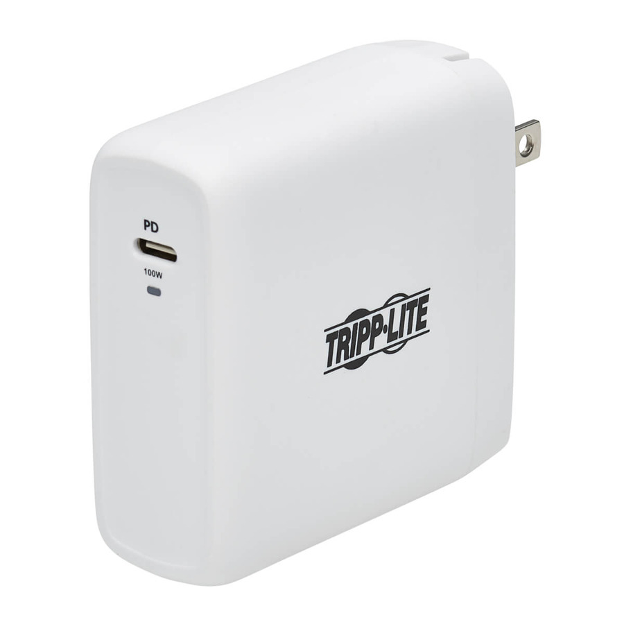 Tripp Lite U280-W01-100C1G Compact 1-Port USB-C Wall Charger - GaN Technology, 100W PD3.0 Charging, White