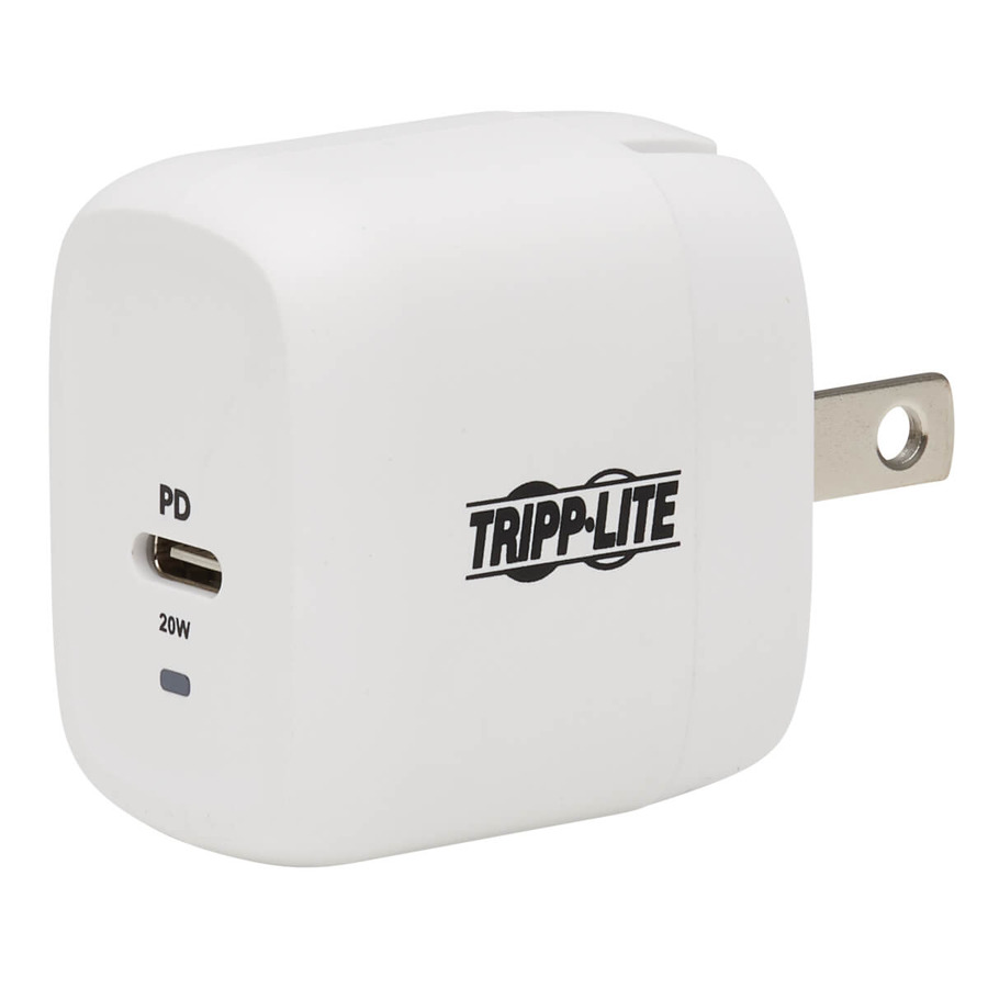 Tripp Lite U280-W01-20C1-G Compact 1-Port USB-C Wall Charger - GaN Technology, 20W PD3.0 Charging, White