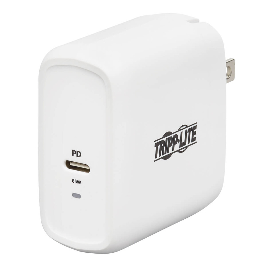 Tripp Lite U280-W01-65C1-G Compact USB-C Wall Charger - GaN Technology, 65W PD Charging, White