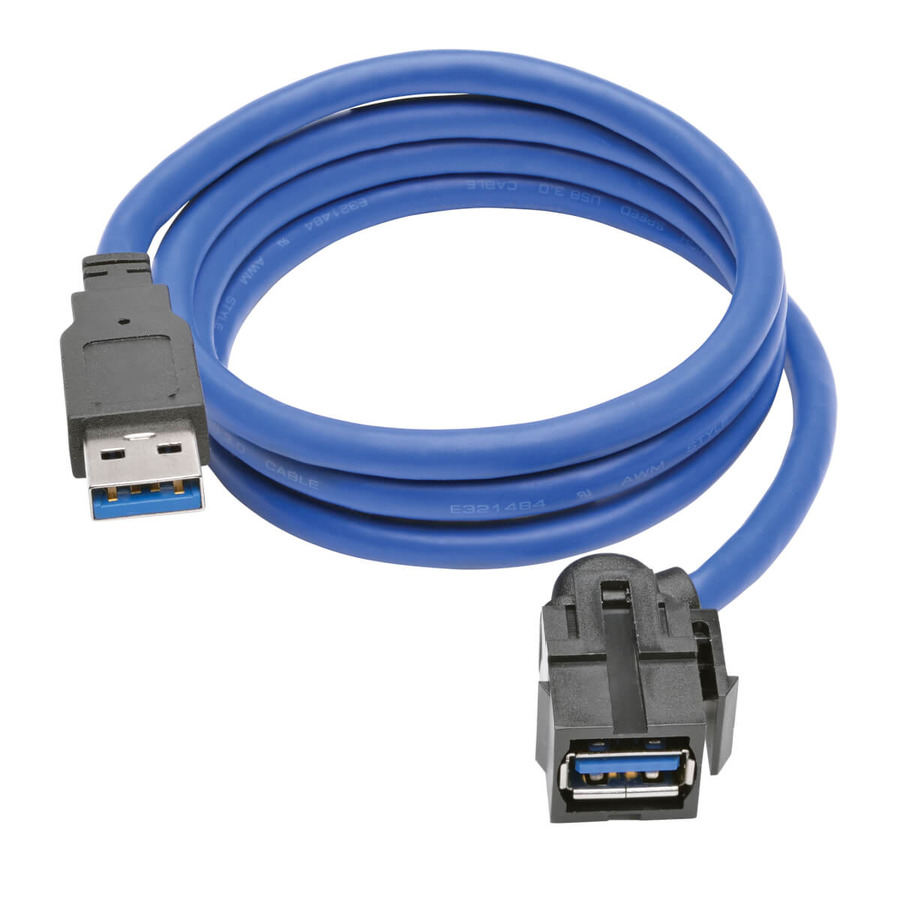 Tripp Lite U324-003-KJ USB 3.0 SuperSpeed Keystone Jack Type-A Extension Cable (M/F), 3 ft. (0.91 m)